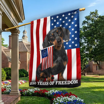 Dog American Flag, 250 Years of Freedom Dachshund Dog US Flag