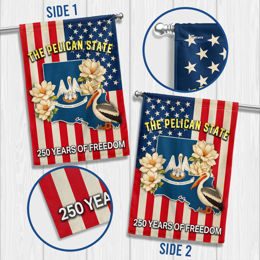 Louisiana Flag, 250 Years of Freedom The Pelican State US Flag