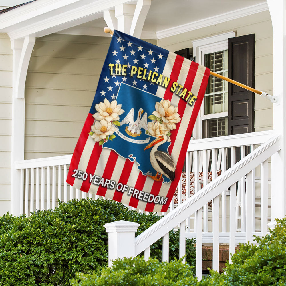 Louisiana Flag, 250 Years of Freedom The Pelican State US Flag