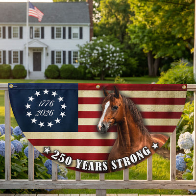 Horse Flag, 250 Years Strong Patriotic Horse Fan Flag