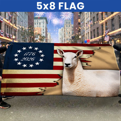 Patriotic Sheep Flag, 1776 2026 Sheep Farmer Farm Life Grommet Flag
