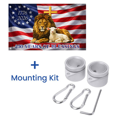 250 Years of Blessings American Grommet Flag,  Jewish The Lamb And Lion of Judah Decor