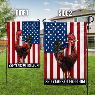 Chicken Rooster American Flag, 250 Years of Freedom Farm Flag