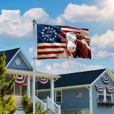 Hertford Cow American Flag, 1776 2026 Proud Cow Farmer Grommet Flag