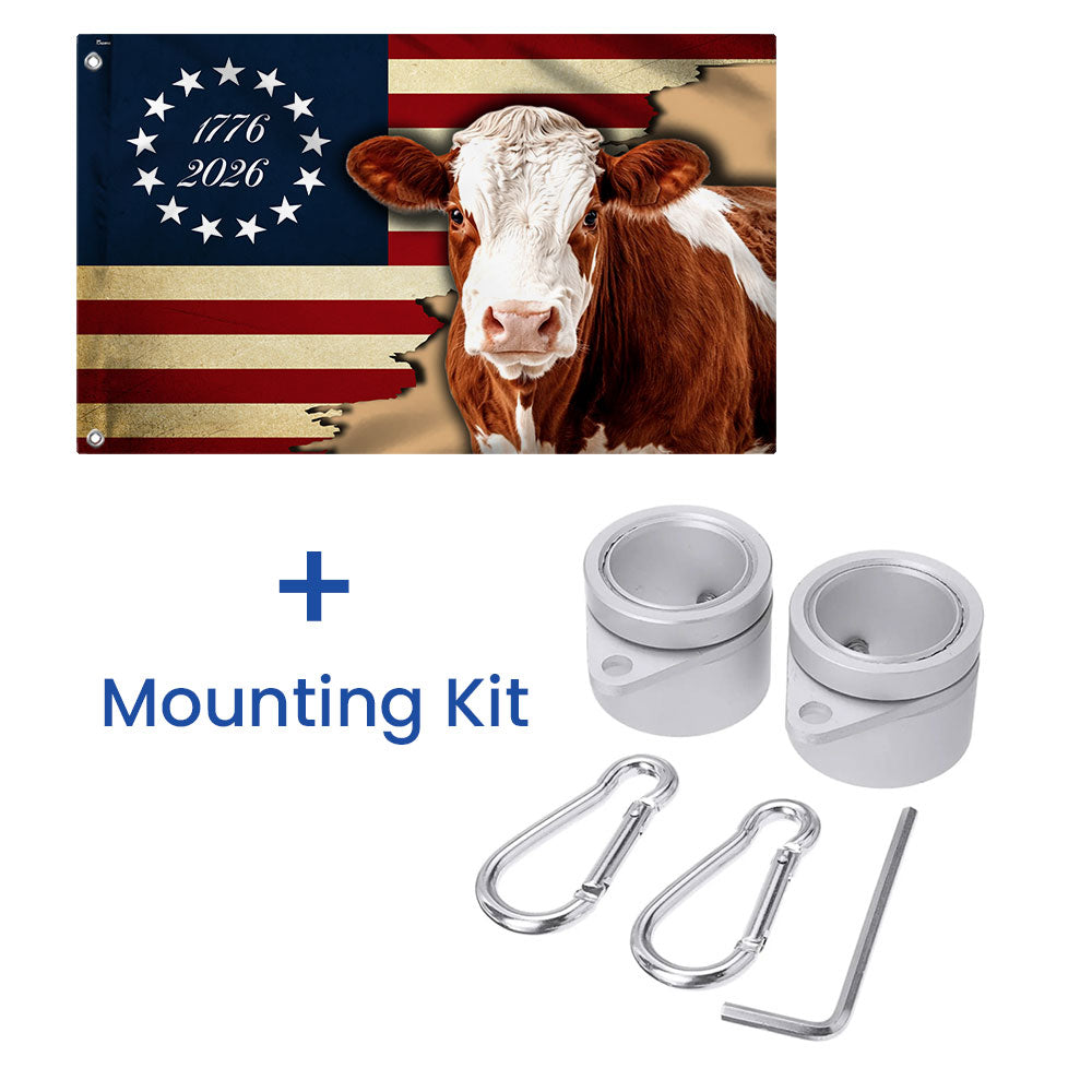 Hertford Cow American Flag, 1776 2026 Proud Cow Farmer Grommet Flag