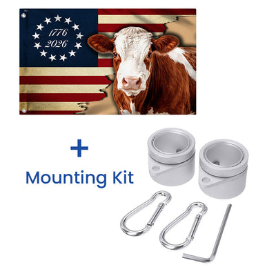 Hertford Cow American Flag, 1776 2026 Proud Cow Farmer Grommet Flag