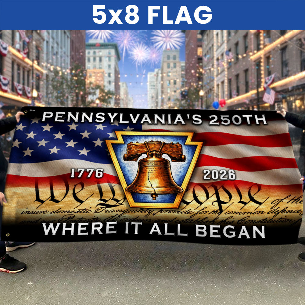Pennsylvania American Flag, 1776 2026 Where It All Began Grommet Flag