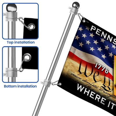 Pennsylvania American Flag, 1776 2026 Where It All Began Grommet Flag