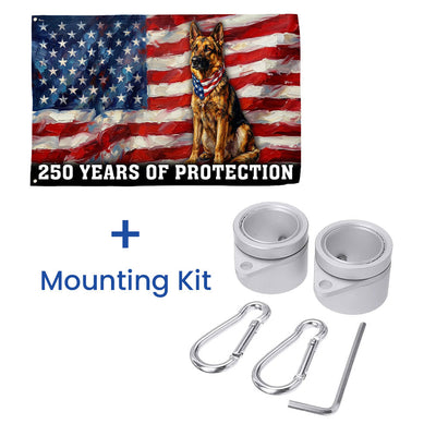 Dog American Flag, 250 Years of Protection Grommet Flag