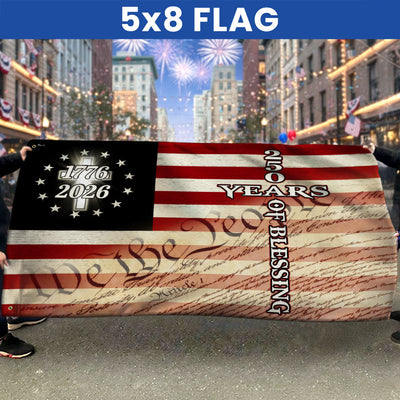 Christian Cross US Flag, 250 Years of Blessing We The People Grommet Flag