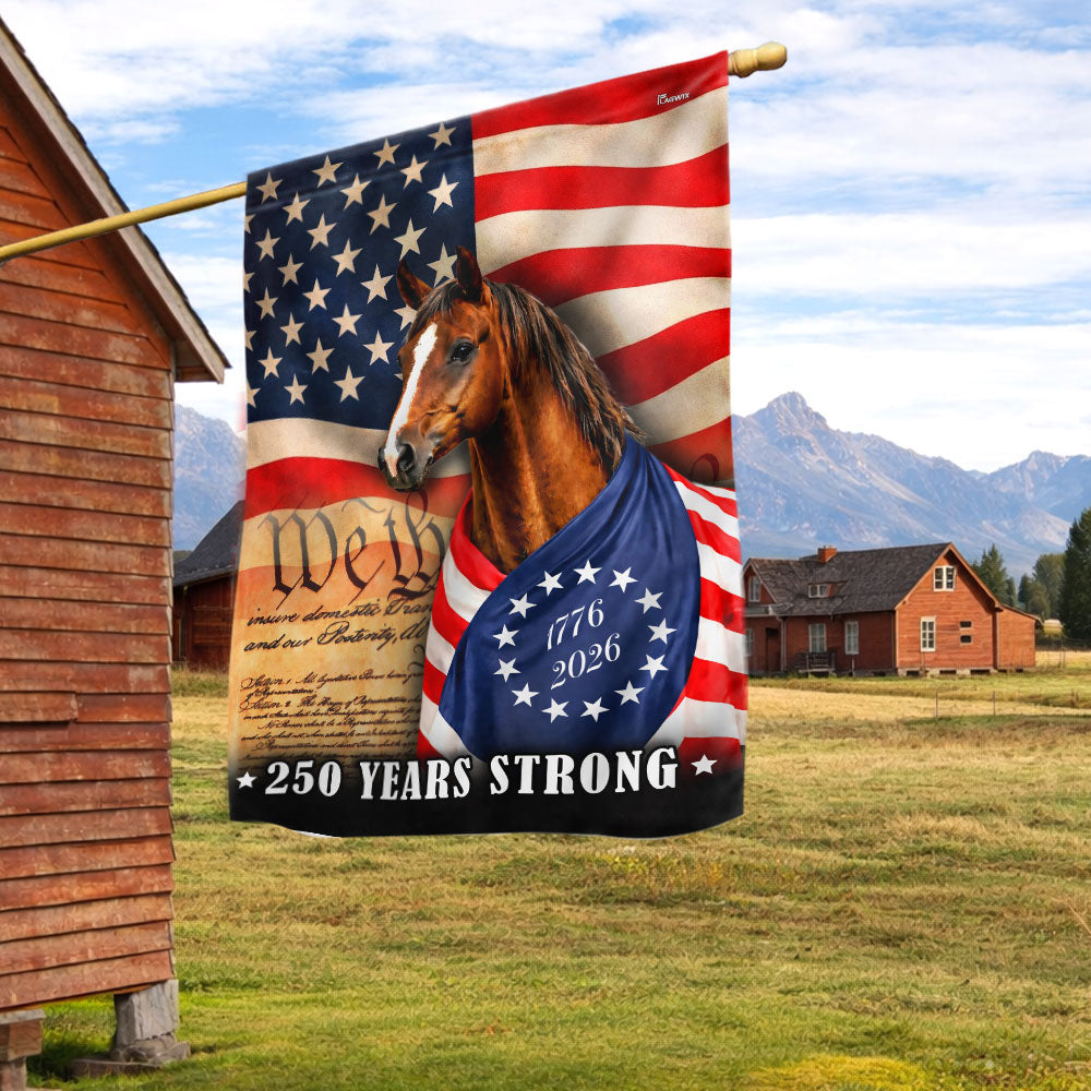 Horse American Flag, 250 Years Strong Horse Wrapped in Glory US Flag
