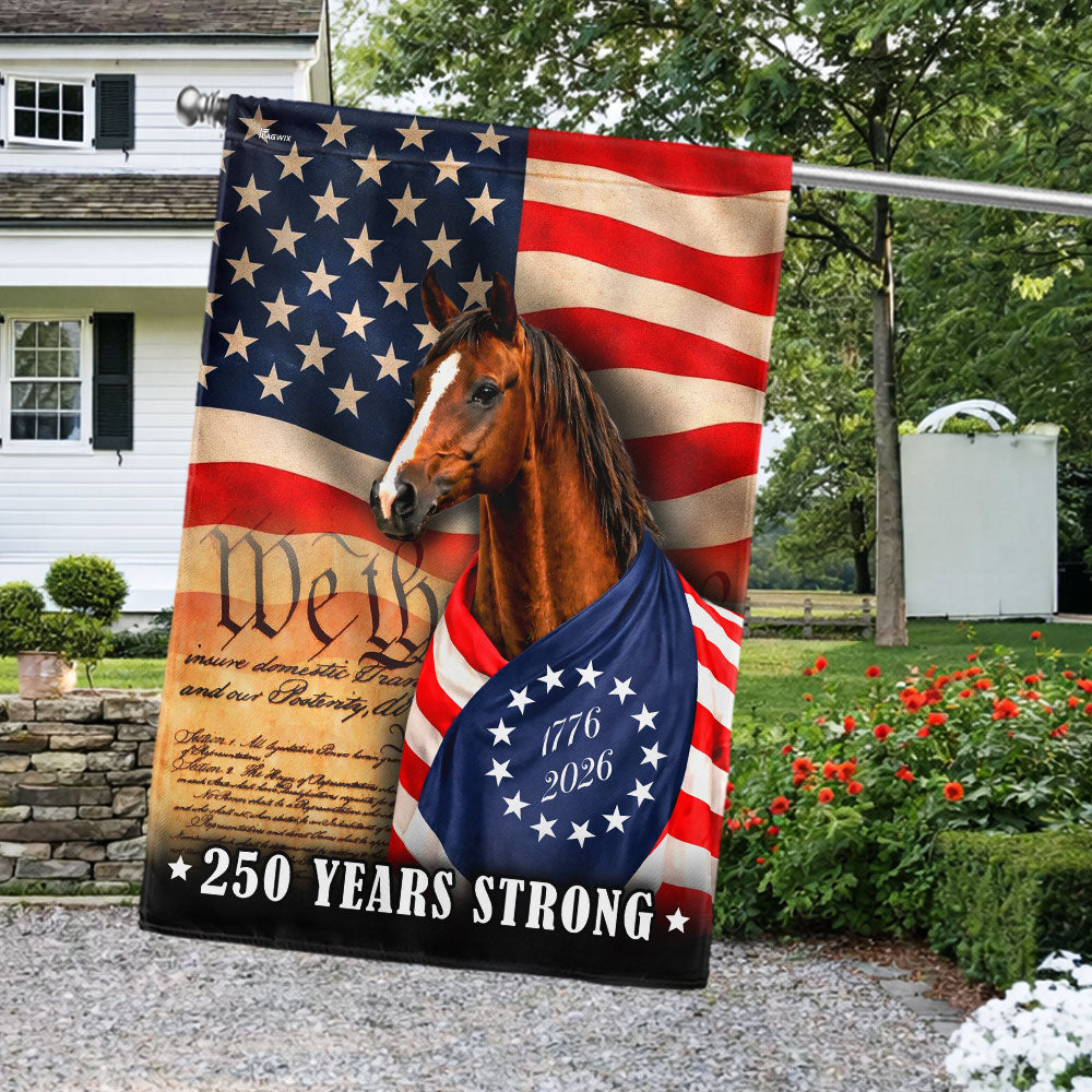 Horse American Flag, 250 Years Strong Horse Wrapped in Glory US Flag