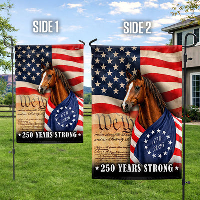 Horse American Flag, 250 Years Strong Horse Wrapped in Glory US Flag