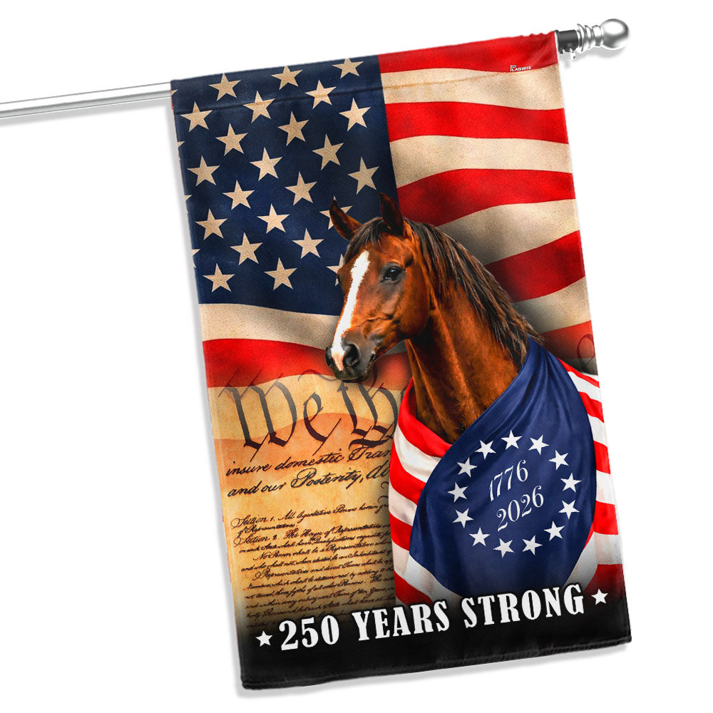 Horse American Flag, 250 Years Strong Horse Wrapped in Glory US Flag