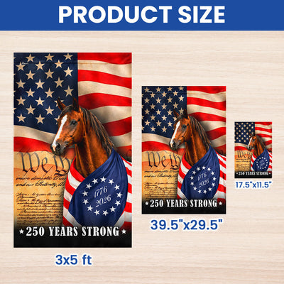 Horse American Flag, 250 Years Strong Horse Wrapped in Glory US Flag