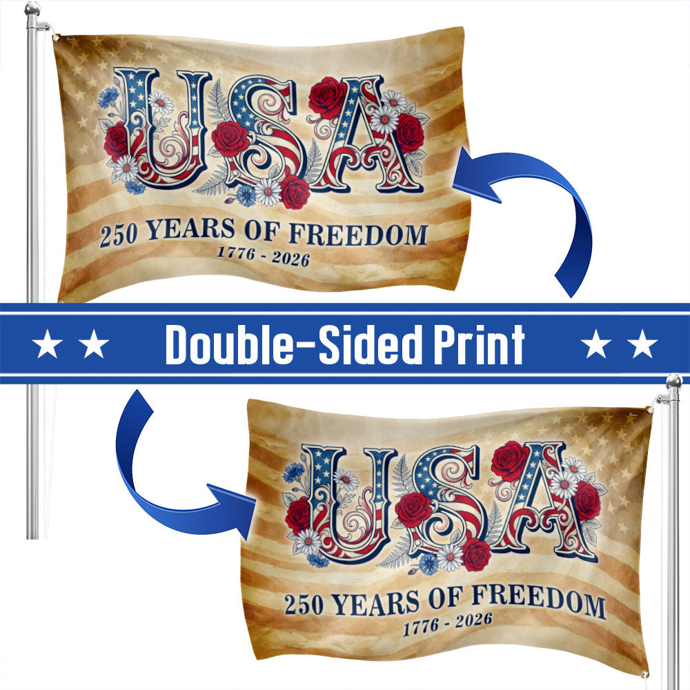 USA American Flag, 250 Years of Freedom Vintage Patriotic Grommet Flag
