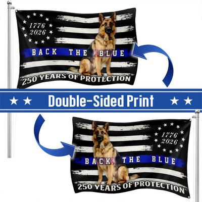 Police US Flag, 1776 2026 German Shepherd Thin Blue Line Grommet Flag