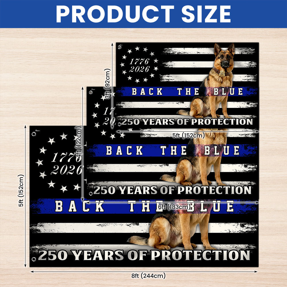 Police US Flag, 1776 2026 German Shepherd Thin Blue Line Grommet Flag