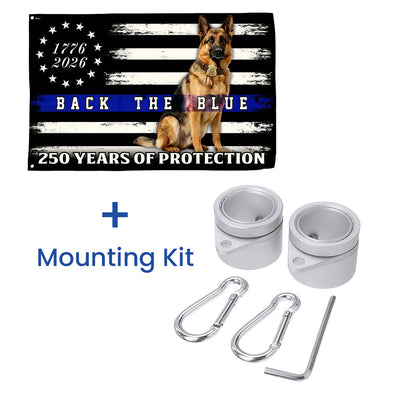 Police US Flag, 1776 2026 German Shepherd Thin Blue Line Grommet Flag