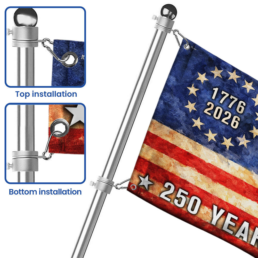 Chicken American Flag, 250 Years Strong Patriotic Chicken Grommet Flag