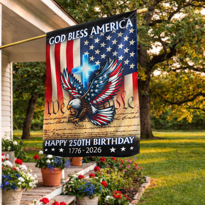 Christian Eagle Cross American Flag, 1776 2026 God Bless America US Flag
