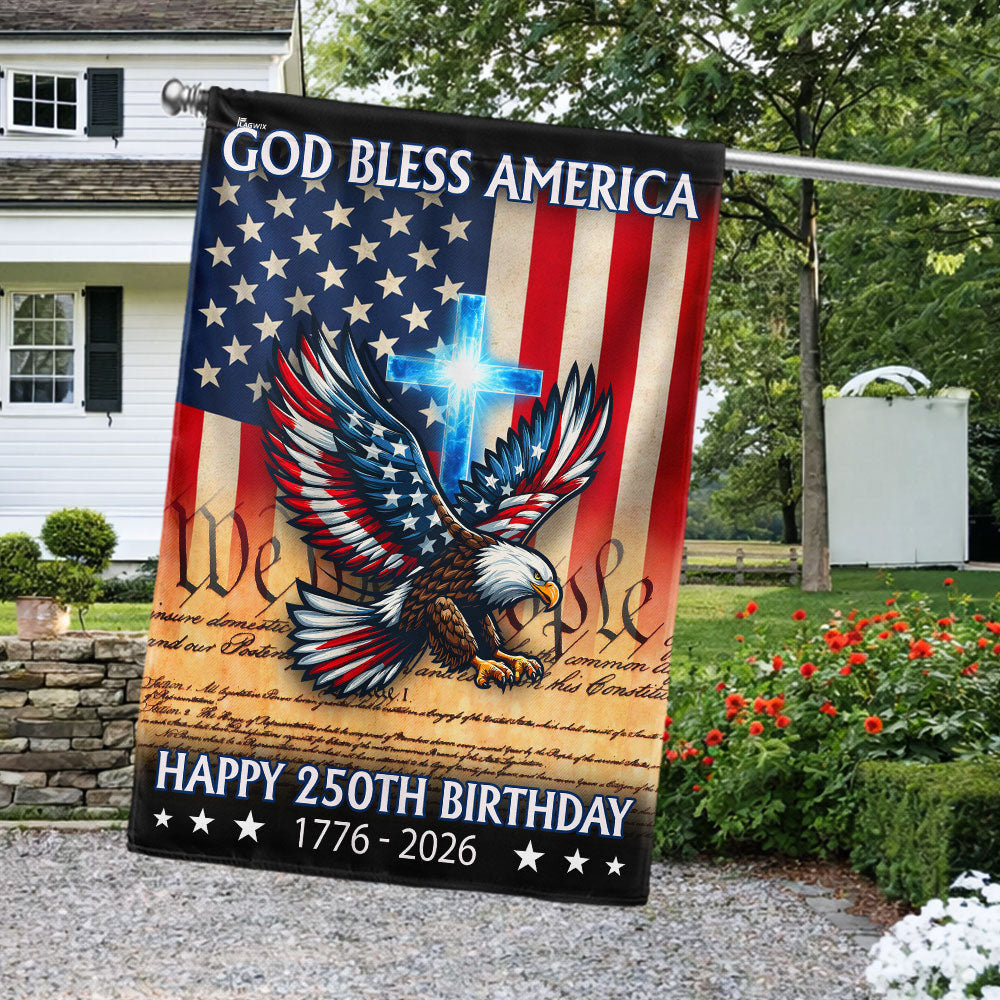 Christian Eagle Cross American Flag, 1776 2026 God Bless America US Flag