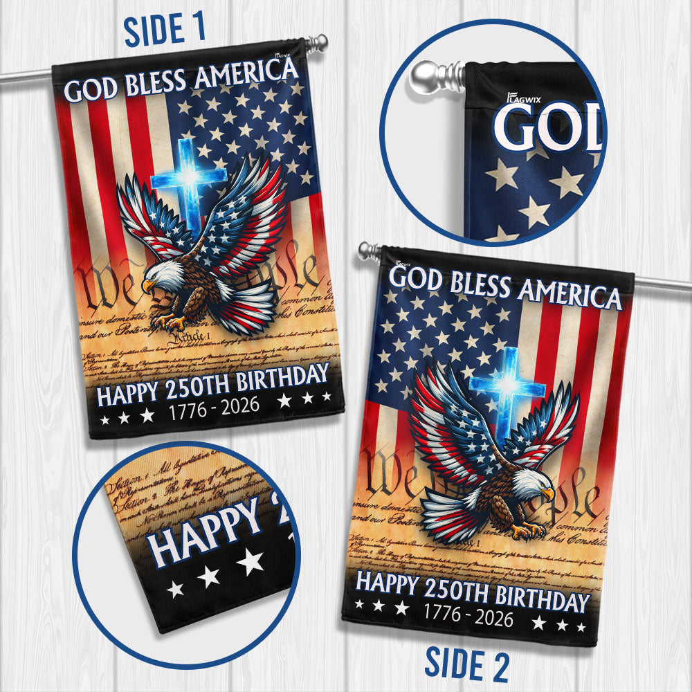 Christian Eagle Cross American Flag, 1776 2026 God Bless America US Flag