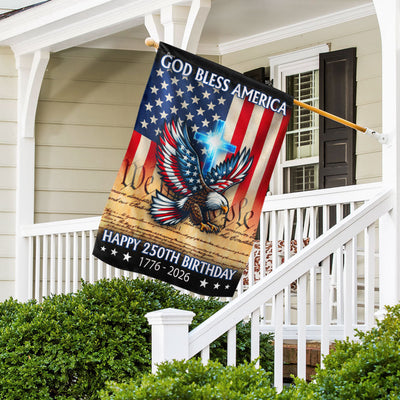 Christian Eagle Cross American Flag, 1776 2026 God Bless America US Flag