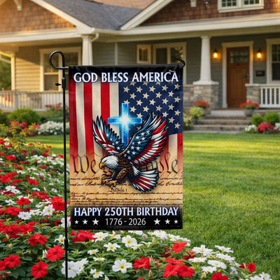 Christian Eagle Cross American Flag, 1776 2026 God Bless America US Flag