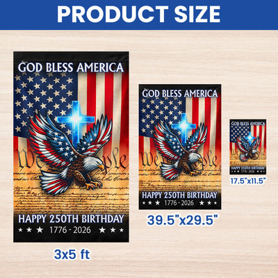 Christian Eagle Cross American Flag, 1776 2026 God Bless America US Flag
