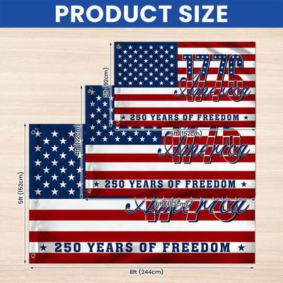 Patriotic American Flag, 1776 America 250 Years of Freedom Grommet Flag
