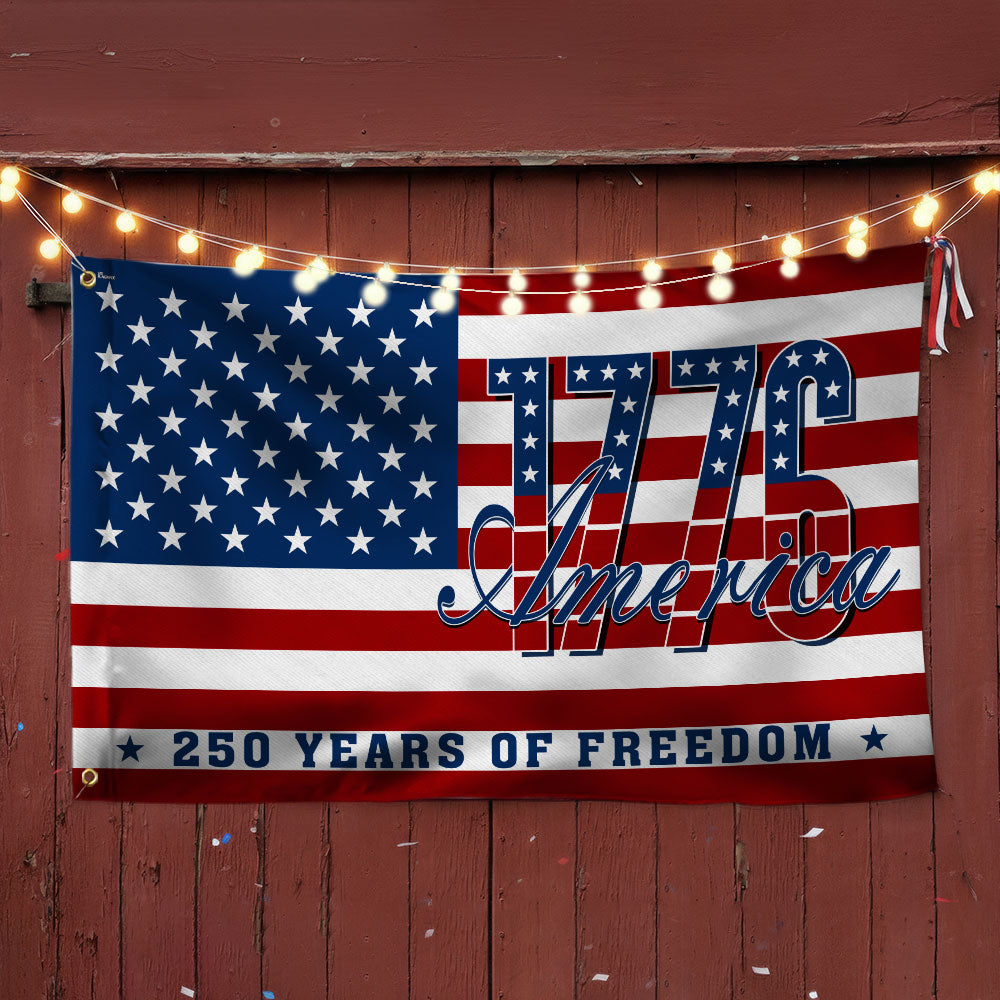 Patriotic American Flag, 1776 America 250 Years of Freedom Grommet Flag