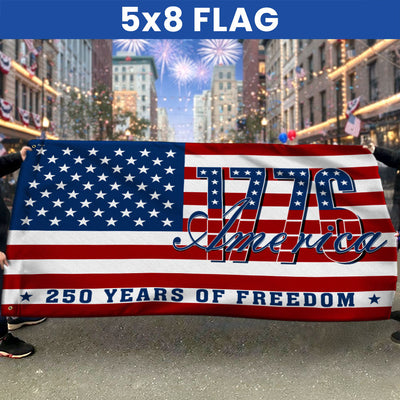 Patriotic American Flag, 1776 America 250 Years of Freedom Grommet Flag