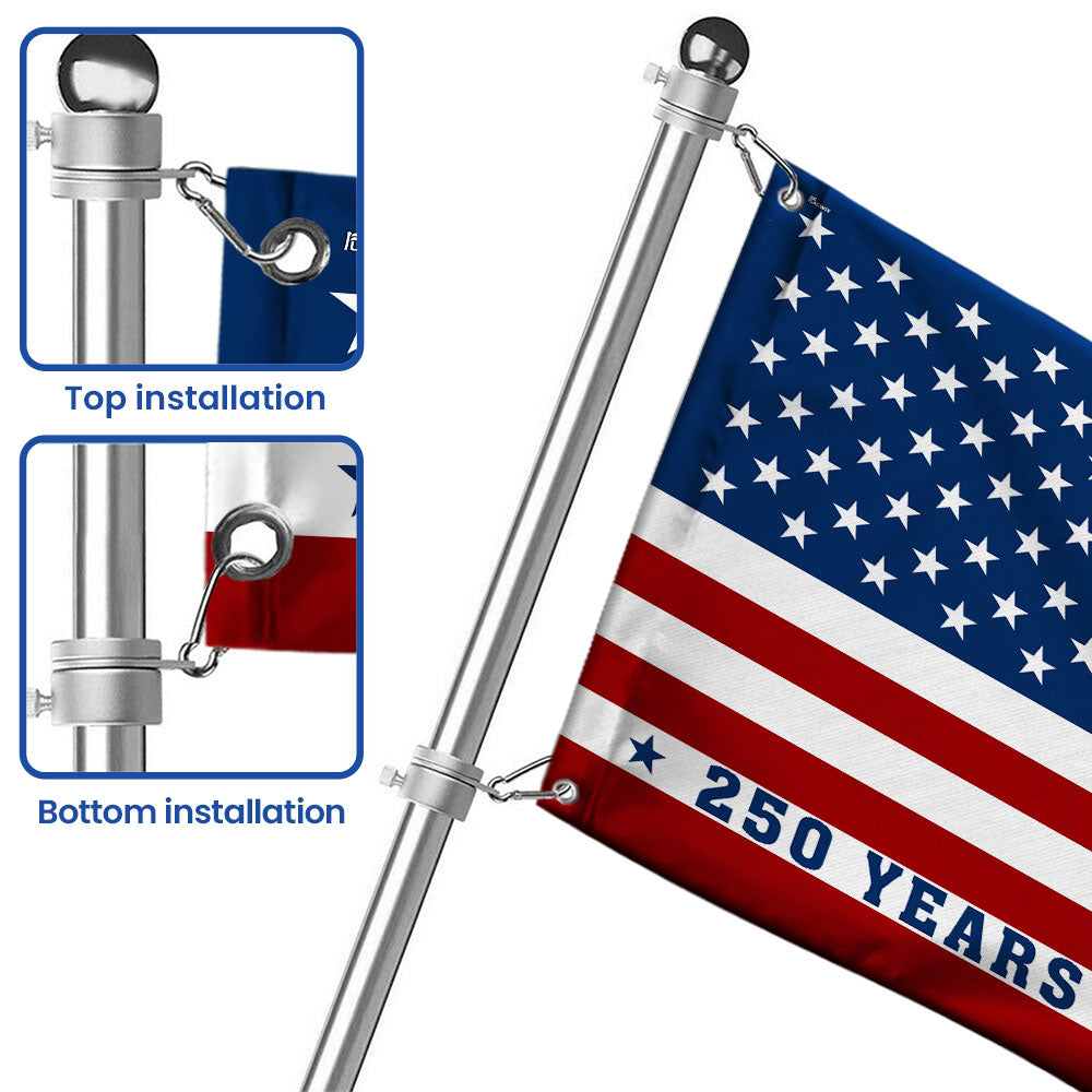 Patriotic American Flag, 1776 America 250 Years of Freedom Grommet Flag