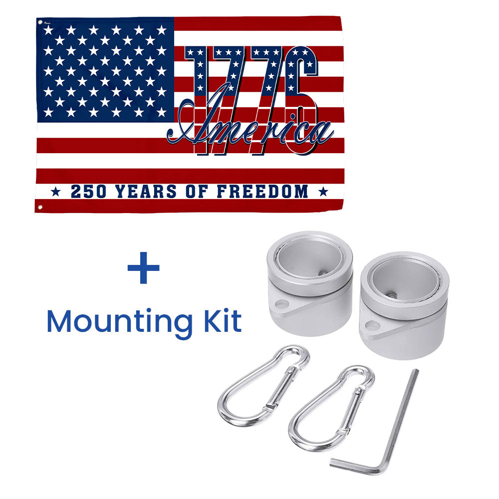 Patriotic American Flag, 1776 America 250 Years of Freedom Grommet Flag