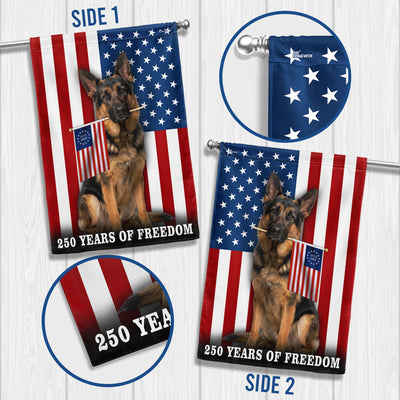 Dog American Flag, 250 Years of Freedom German Shepherd US Flag