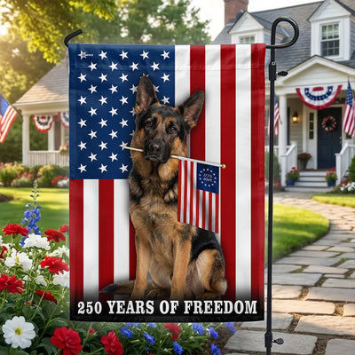 Dog American Flag, 250 Years of Freedom German Shepherd US Flag