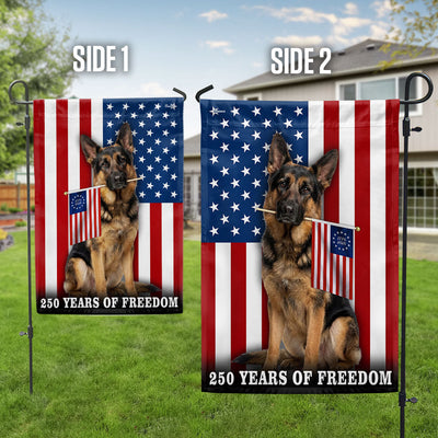 Dog American Flag, 250 Years of Freedom German Shepherd US Flag