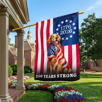 Dog American Flag, 250 Years Strong Golden Retriever US Flag