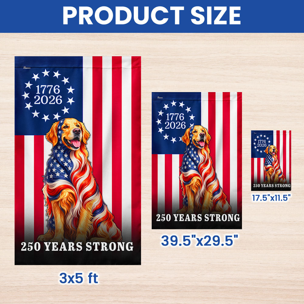 Dog American Flag, 250 Years Strong Golden Retriever US Flag