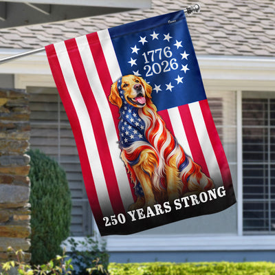 Dog American Flag, 250 Years Strong Golden Retriever US Flag