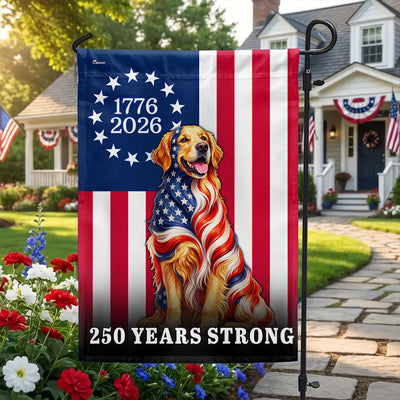 Dog American Flag, 250 Years Strong Golden Retriever US Flag