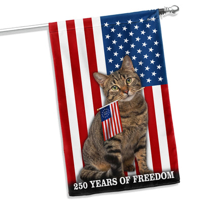 Cat American Flag, 250 Years of Freedom Patriotic Tappy Cat US Flag