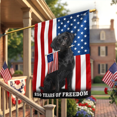 Dog American Flag, 250 Years of Freedom Black Labrador Retriever US Flag