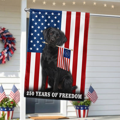 Dog American Flag, 250 Years of Freedom Black Labrador Retriever US Flag