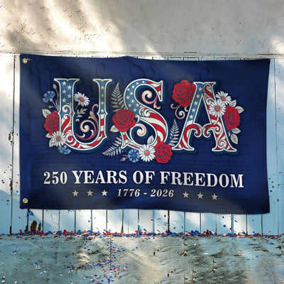 USA American Flag, 250 Years of Freedom We The People Grommet Flag