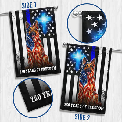 German Shepherd Dog Flag, 250 Years of Freedom Christian Thin Blue Line US Flag