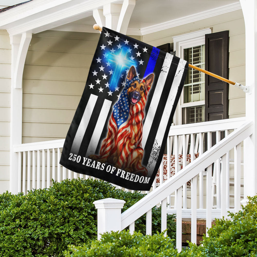 German Shepherd Dog Flag, 250 Years of Freedom Christian Thin Blue Line US Flag