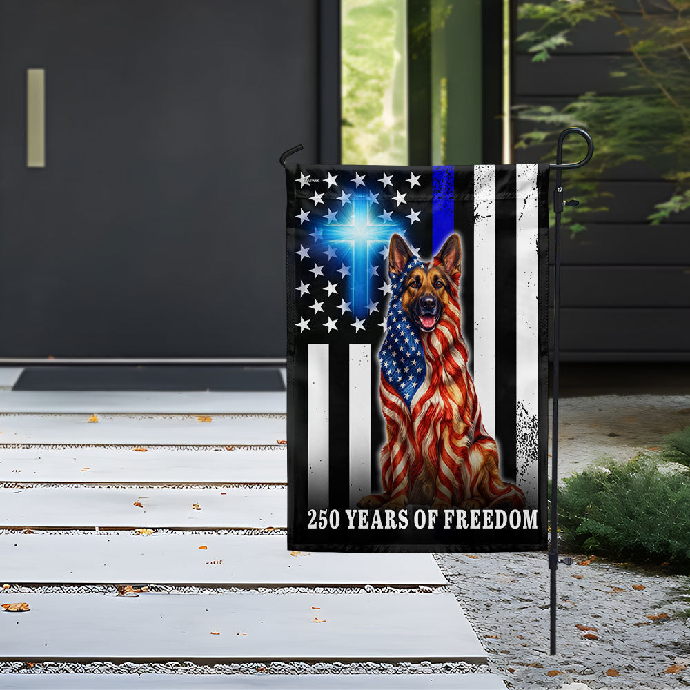 German Shepherd Dog Flag, 250 Years of Freedom Christian Thin Blue Line US Flag