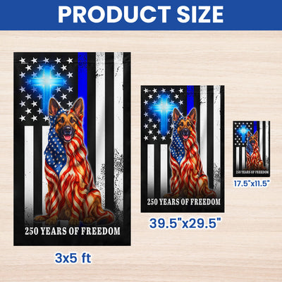 German Shepherd Dog Flag, 250 Years of Freedom Christian Thin Blue Line US Flag